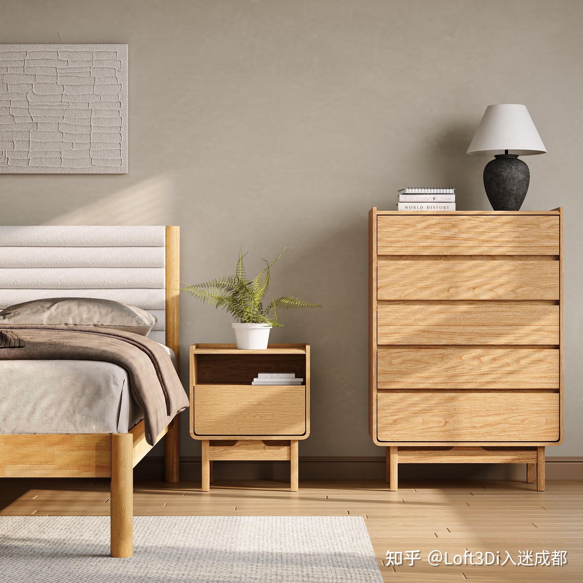 原木家具-产品渲染案例-电商渲染图 - 